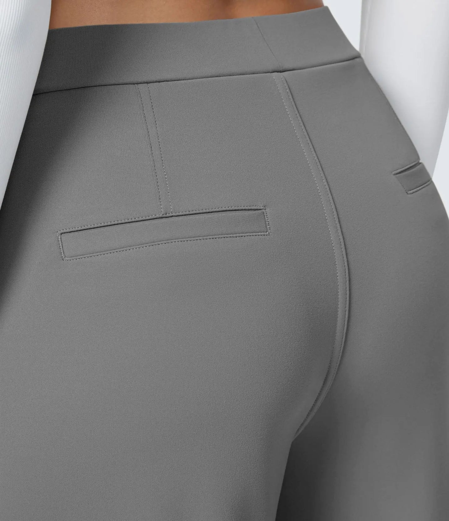 Flex High Waisted Work Pants Plicated Side Pockets Straight Leg Cargo Business Pants Straight-Leg Cut Breathable Versatile Wear