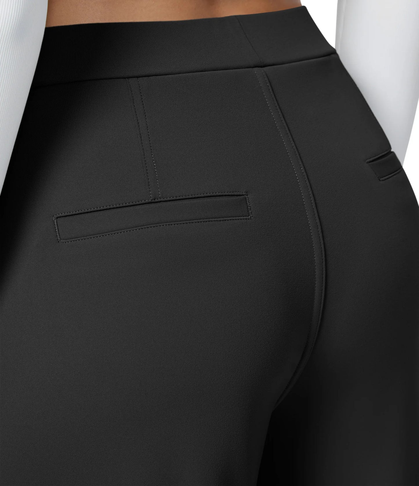 Flex High Waisted Work Pants Plicated Side Pockets Straight Leg Cargo Business Pants Straight-Leg Cut Breathable Versatile Wear