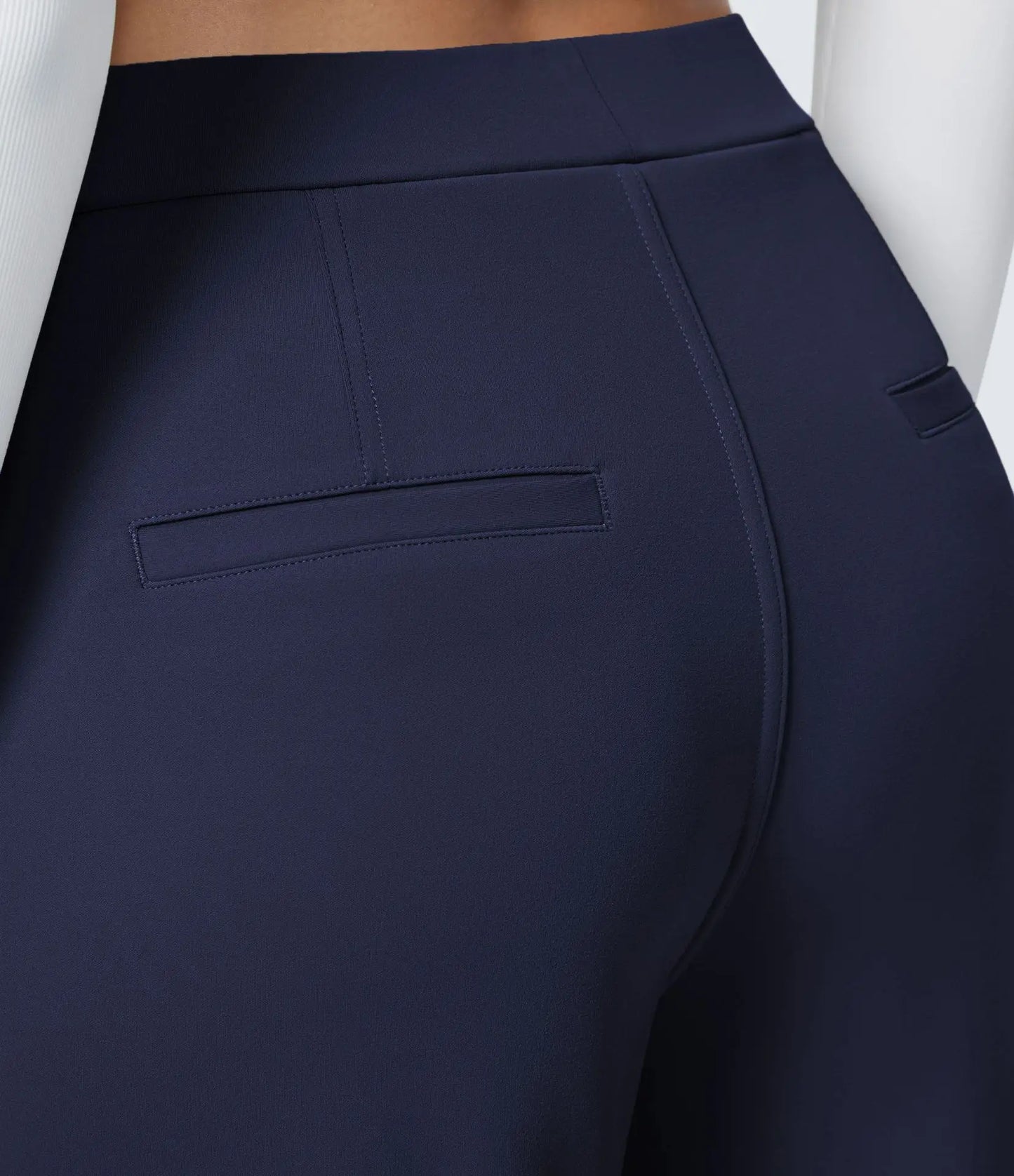 Flex High Waisted Work Pants Plicated Side Pockets Straight Leg Cargo Business Pants Straight-Leg Cut Breathable Versatile Wear